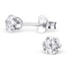 4mm Sterling Silver Round Cut CZ Earring Studs