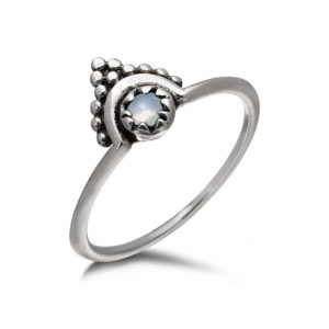 Beaded Boho Moonstone Silver Ring
