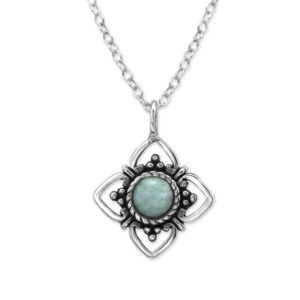 Blue Amazonite Gemstone Silver Necklace