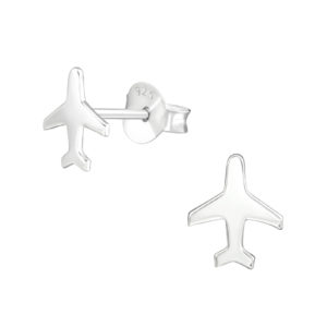 Air Plane Silver Stud Earrings