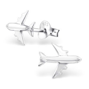 Jet Air Plane Silver Stud Earrings