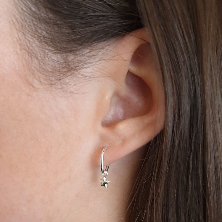 Buy Silver Tone Sterling Silver Star Hoop Earrings from the Next UK online  shop