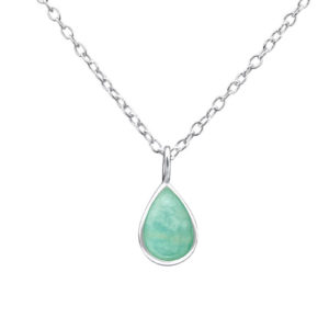 Water Drop Amazonite Silver Necklace