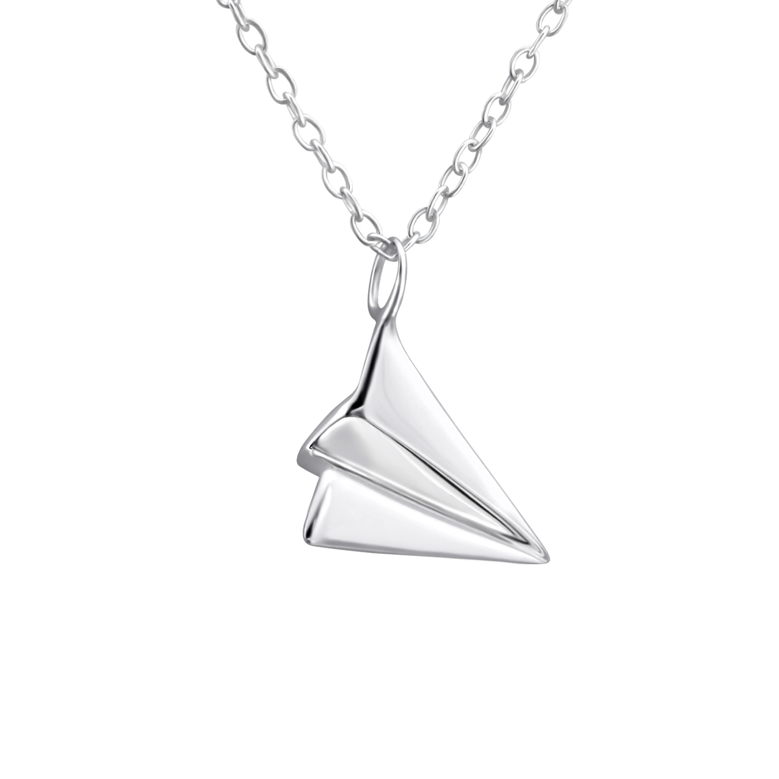 Paper Airplane Necklace in Sterling Silver