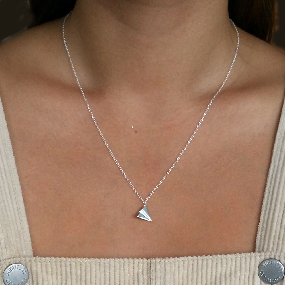  Triangle Origami Paper Airplane Necklace,Geometric