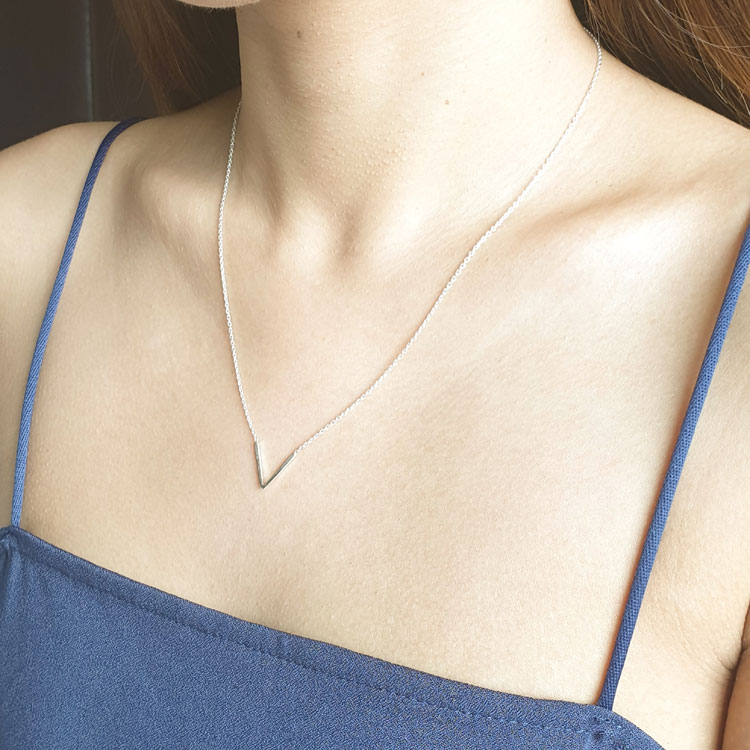 Studio Jewellery V Silver Necklace