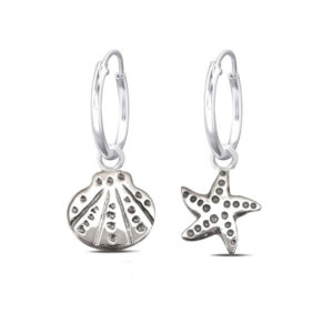 Starfish Shell Mixed Charm Hoop Earrings