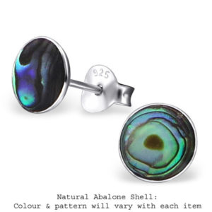 7mm Abalone Circle Silver Earring Studs