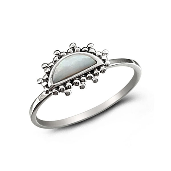 Beaded Shell Silver Ring - Studio Jewellery US