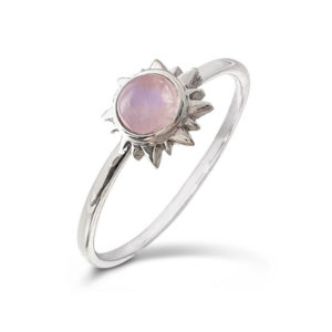 Sun Rose Quartz Silver Gemstone Ring