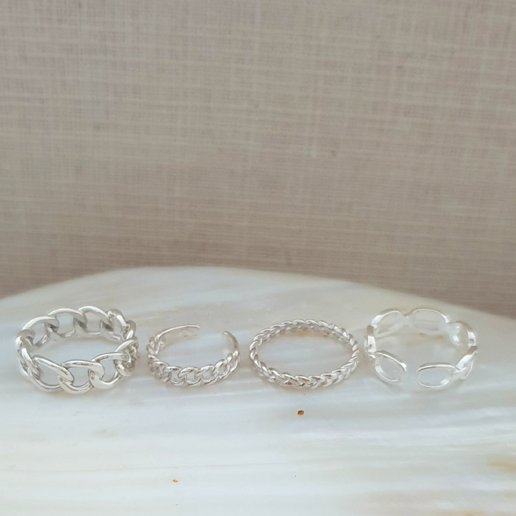 Adjustable Chain Rings | Sterling Silver - Camillaboutique Silver / Pear