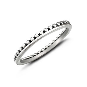 Slim Bead Silver Stacker Ring