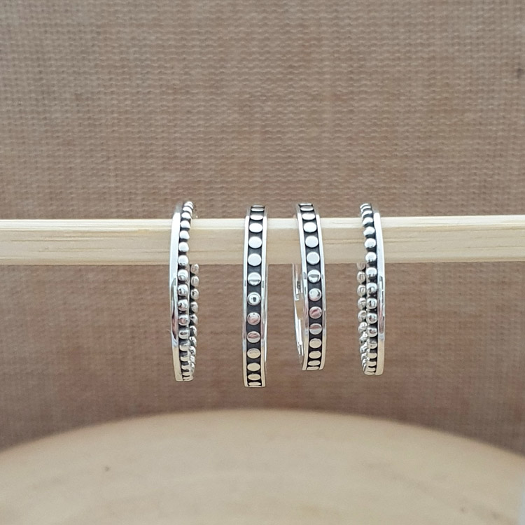 Dot Band Silver Ring - Studio Jewellery - Feature & Stacker Rings