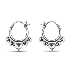 Mandala Silver Hoop Earrings