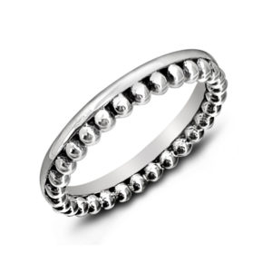 Beaded Band Silver Stacker Ring