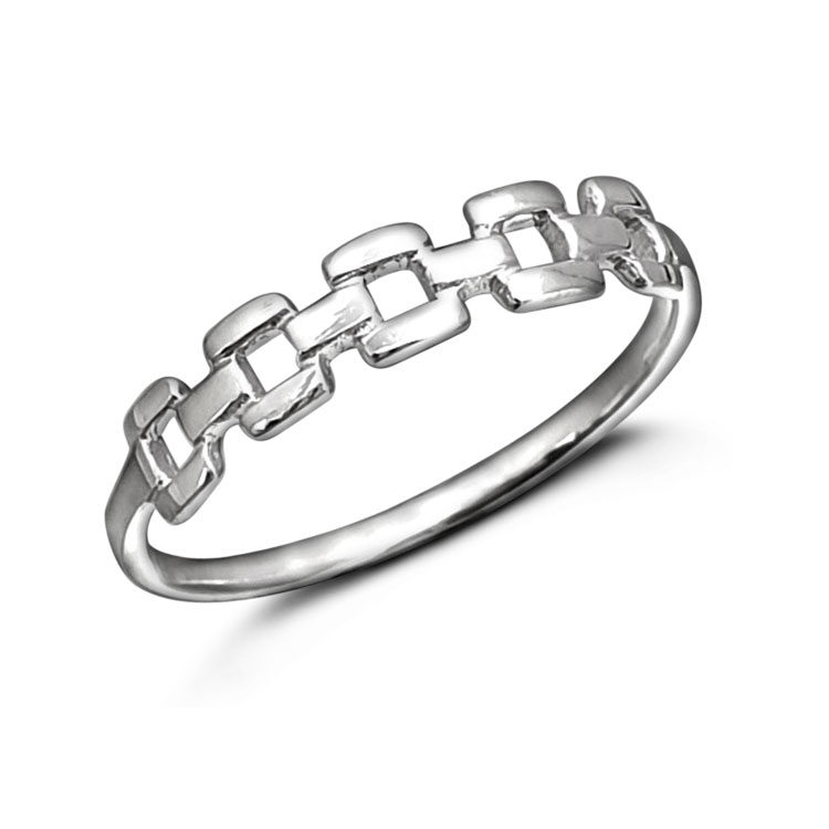 Simple classy silver chain ring bracelet rhodium - NATIF