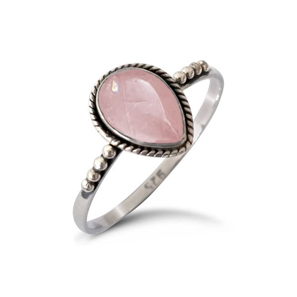 Fae' Silver Rose Quartz Gemstone Ring - Black Star Opal