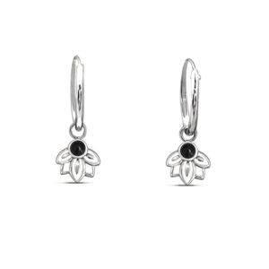 Mandala Hoop Charm Silver Earrings