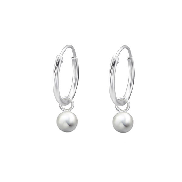 10mm Bead Ball Hoop Charm Earrings - Studio Jewellery US