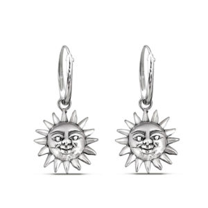Smiling Sun Silver Hoop Earrings