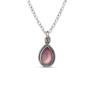 Water Drop Rose Quartz Silver Necklace