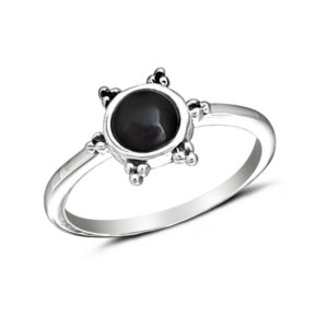 3 Bead Onyx Silver Ring