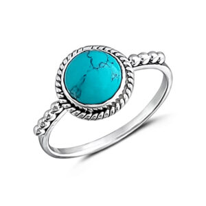 7mm Circle Turquoise Sterling Silver Ring