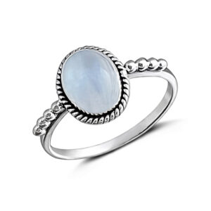 Small Oval Moonstone Sterling Silver Ring