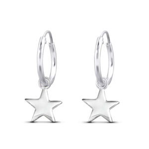 Star Charm Hoop Earrings