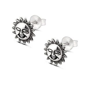 Smiling Sun Silver Stud Earrings