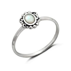 Vintage Beaded Shell Silver Ring