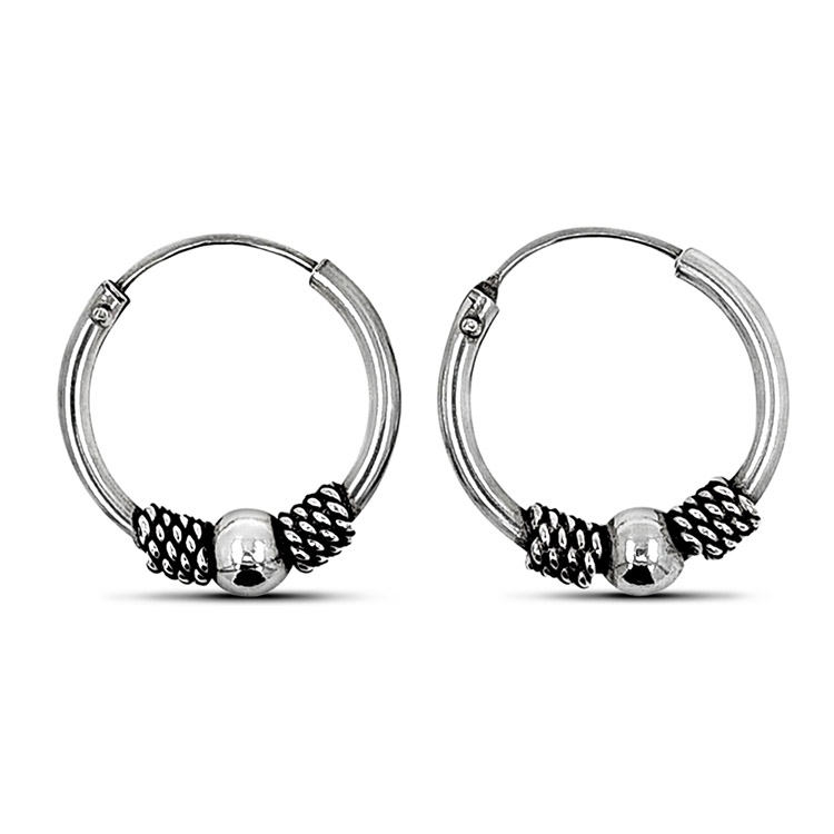 Silver Bali Hoop Earrings Niaga | Juulry.com