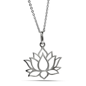 Lotus Flower Silver Necklace - Studio Jewellery 