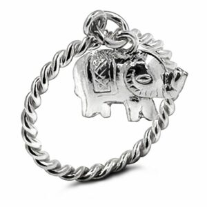 Dangly Elephant Silver Ring