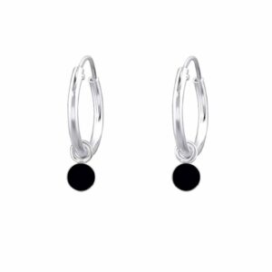 Black Silver Hoop Earrings