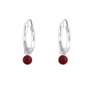 Red Silver Hoop Earrings