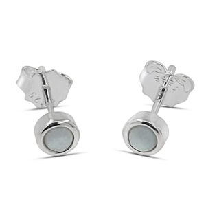 ⚪ Faux Opal Button Silver Earring Studs