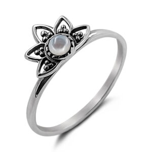 Beaded Mandala Silver Ring