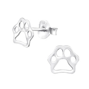 🐾 Cutout Dog Paw Sterling Silver Earring Studs