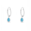 Tear Drop Larimar Silver Hoop Charm Earrings
