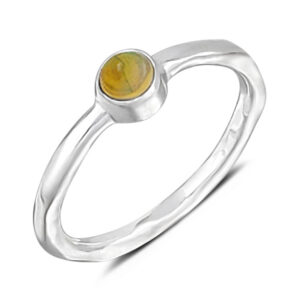 Opal Hammered Silver Ring