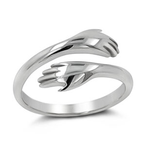 Adjustable Hug Silver Ring