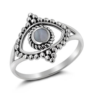Beaded Eye Silver Ring