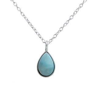 Larimar Fine Tear Drop Silver Necklace