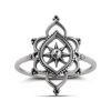 Mandala Sunburst Silver Ring