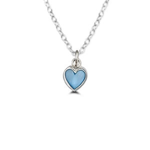Tiny Blue Heart Shell Silver Necklace