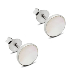 Medium White Shell Silver Earring Studs