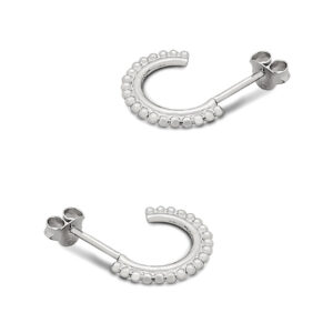 Beaded and Ball Silver Earring Studs