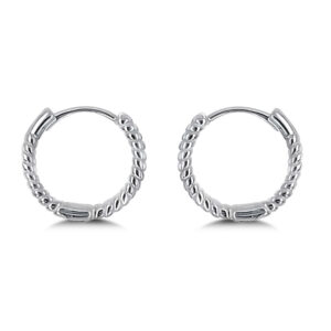 Twisted Rope Silver Hoop Earrings
