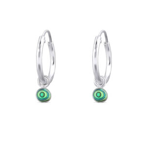 Tiny Abalone Hoop Charm Earrings